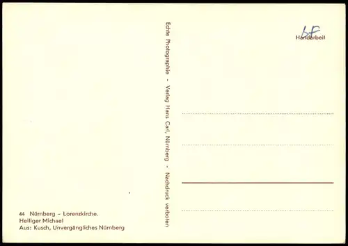 Ansichtskarte Nürnberg Figur in der Lorenzkirche Heiliger Michael 1960