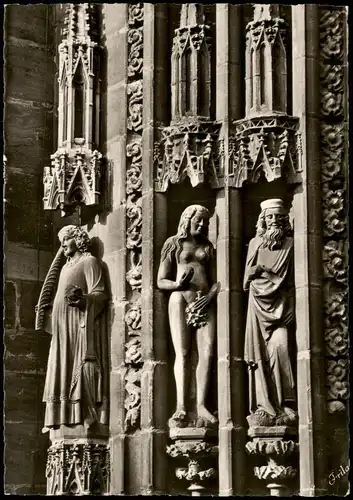 Ansichtskarte Nürnberg Figuren am Westportal der St. Lorenzkirche 1960