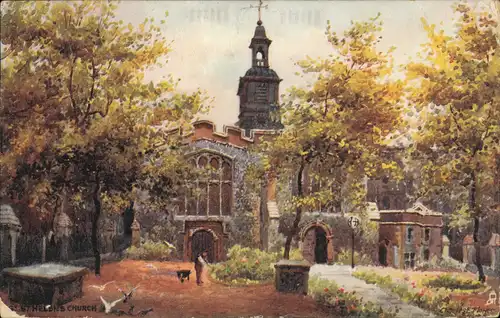 Postcard London St. Helens Church - Künstlerkarte 1913