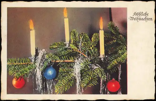 Weihnachten - Christmas Weihnachtsbaum Kugeln Lametta Kerzen 1932