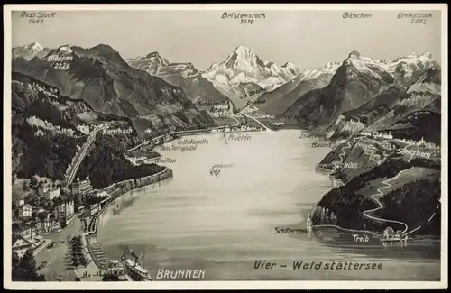 Ansichtskarte Brunnen SZ-Ingenbohl Landkarten AK Künstlerkarte 1936