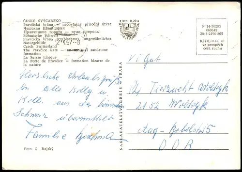 Postcard Tetschen-Bodenbach Decín Prebischtor/Pravčicka brana 1963