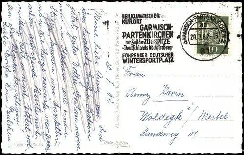 Ansichtskarte Garmisch-Partenkirchen Blick auf die Stadt 1962