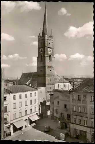 Ansichtskarte  Pfarrkkirche Markt VW Käfer 1957/0000