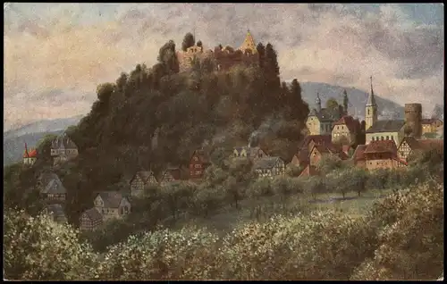 Ansichtskarte Lindenfels (Bergstraße) Panorama-Ansicht Künstlerkarte 1921