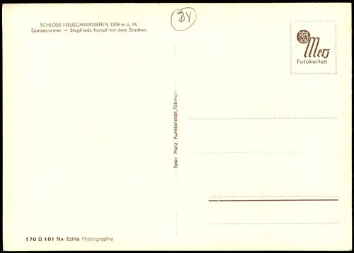 Schwangau SCHLOSS NEUSCHWANSTEIN Speisezimmer-Siegfrieds Kampf m  1960