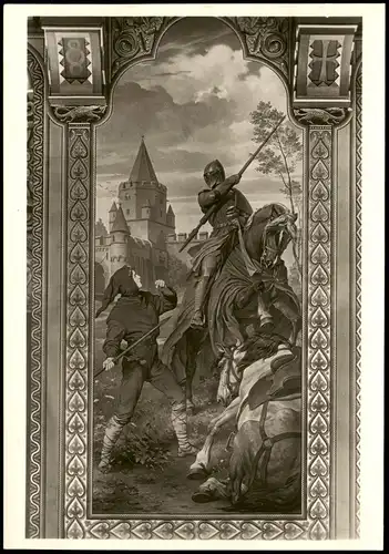 Schwangau SCHLOSS NEUSCHWANSTEIN Sängersaal-Parsifals Kampf  roten Ritter 1960