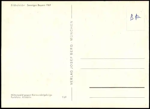 Mittenwald Mittenwald gegen Karwendelgebirge Bildkalender Sonniges Bayern 1969