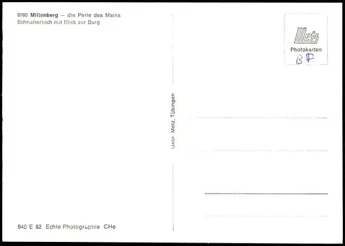 Ansichtskarte Miltenberg (Main) Schnatterloch mit Blick zur Burg 1960
