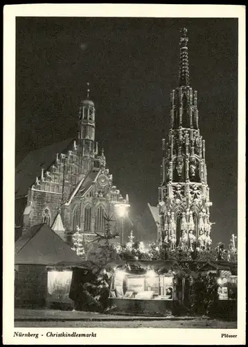 Nürnberg Christkindles-Markt, Weihnachtsmarkt, Plösser Foto-AK 1960