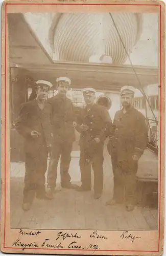 Dampfer Marine Schiffsbesatzung CDV Kabinettfoto 1896 Privatfoto Foto