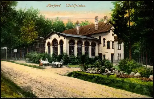 Herford Waldfrieden Restauration 1909/1907   gelaufen (Bahnpoststempel Zug 2)