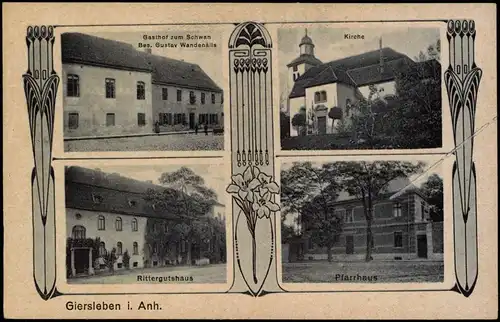 Ansichtskarte Giersleben-Saale-Wipper Gasthof, Rittergut, Pfarrhaus 1922