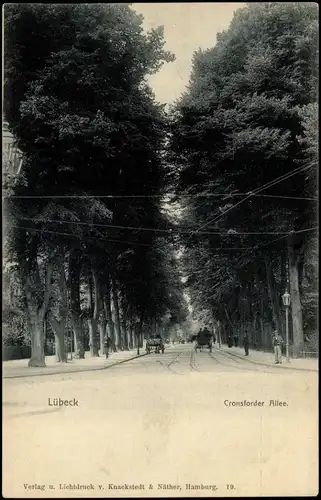 Ansichtskarte Lübeck Cronsforder Allee, Kutschen 1906