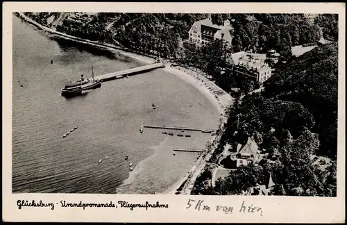 Ansichtskarte Glücksburg (Ostsee) Lyksborg Luftbild: Dampfer Hotels 1932