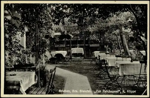 Grieben-Tangerhütte (Altmark) Biergarten Gasthaus Zur Reichspost K. Köppe 1910