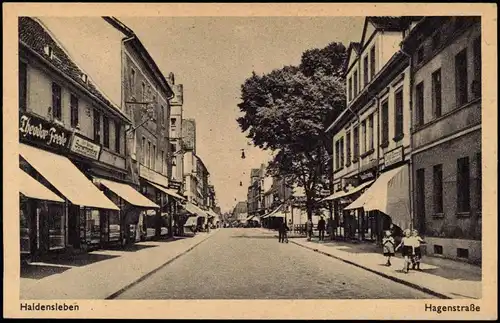 Haldensleben Hagenstraße, Geschäfte, Kinder auf der Strasse 1925