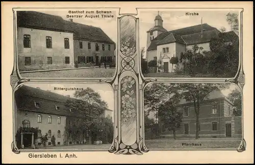 Giersleben-Saale-Wipper MB: Gasthof Zum Schwan, Rittergutshaus b Bernburg  1910