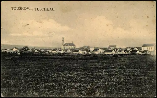Postcard Tauschkow Tuschkau Touškov Panorama-Ansicht Fernansicht 1910