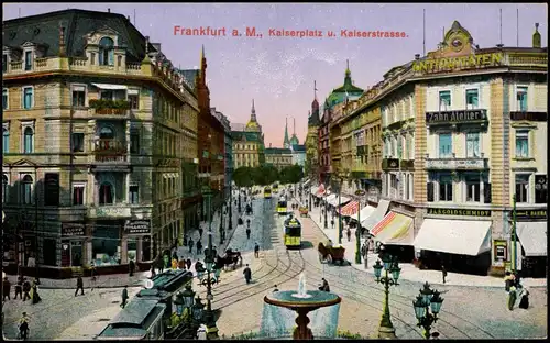 Frankfurt am Main Kaiserstraße Kaiserplatz belebt, Geschäftstreiben 1910