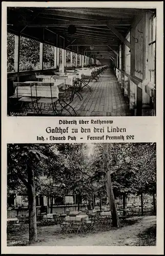 Döberitz-Premnitz Gasthof Zu den drei Linden Inh Eduard Puk Veranda Garten 1920