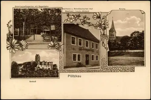 Plötzkau (b. Bernburg)-Saale-Wipper Mehrbild-AK Schloss, Gasthaus Z.    1910