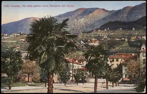 Ansichtskarte Locarno Via delle palme verso Madonna del Sasso. 1925