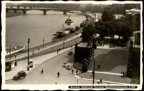 Ansichtskarte Innere Altstadt-Dresden Brühlsche Terrasse - Dampfer 1932