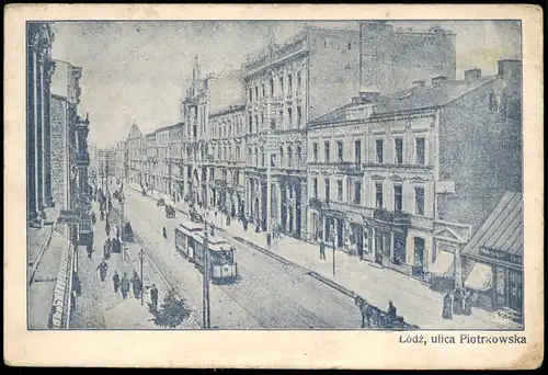Postcard Lodz / Lodsch Łódź Petrikauerstraße 1916