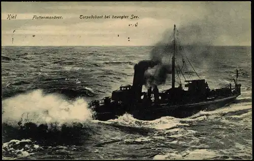 Kiel Flottenmanöver Torpedoboot  bewegte  See 1927 tempel KIEL (nach Genthin)