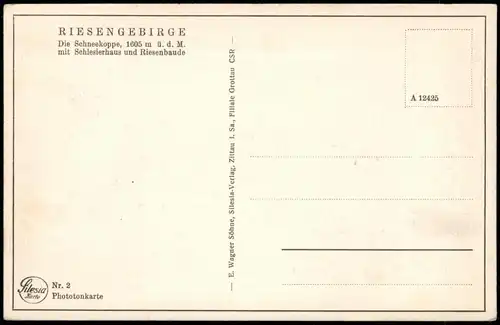 Krummhübel Karpacz Schneekoppe/Sněžka  mit Schlesierhaus und Riesenbaude 1934