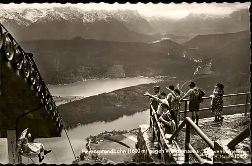 Urfeld-Kochel am See Personen a.d. Herzogstandbahn Herzogstand 1960