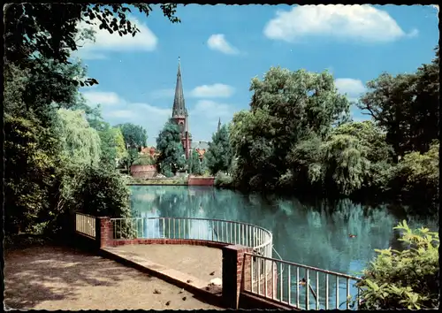 Ansichtskarte Oldenburg Schlossgarten mit Blick auf d. Lamberti-Kirche 1967