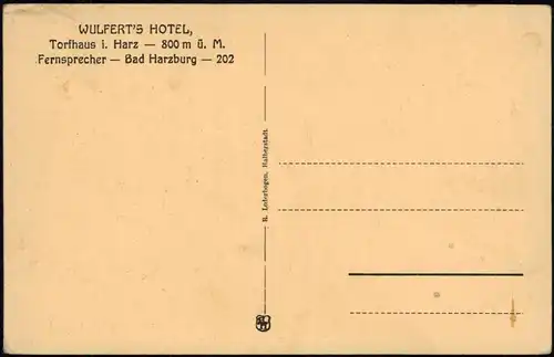 Ansichtskarte Torfhaus (Harz)-Altenau 2 Bild: Hirsch, Wulferts Hotel 1923