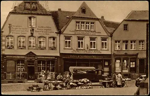 Ansichtskarte Sankt Wendel St. Wendel Domplatz, LKW Markttreiben 1932