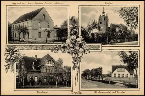 Ansichtskarte Drewitz-Möckern Schule, Straße, Gasthaus - 4 Bild 1922
