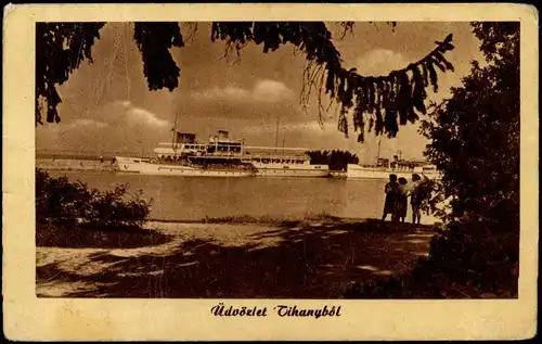 Postcard Tihany Balaton - Dampfer 1943