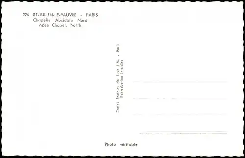 CPA Paris ST-JULIEN-LE-PAUVRE PARIS Chapelle Absidale Nord 1960