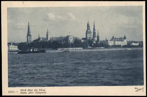 Riga Rīga Ри́га Panorama Blick über d. Düna Skats pāri Daugavai 1940