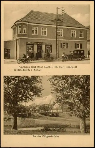 Giersleben-Saale-Wipper Kaufhaus Carl Rose Inh. C. Gebhardt & Wipperbrücke 1920