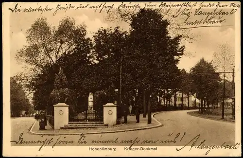 Hohenlimburg-Hagen (Westfalen) Strasse Partie am Krieger-Denkmal 1938
