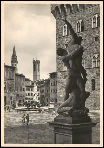 Cartoline Florenz Firenze Plazza Signoria, Fontana Nettuno 1950