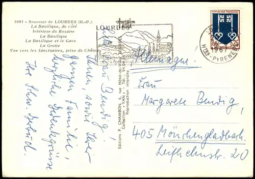 CPA Lourdes Lorda Mehrbildkarte div. Souvenir-Ansichten 1967