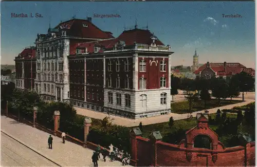 Ansichtskarte Hartha Bürgerschule 1913
