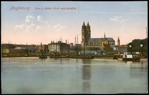Ansichtskarte Magdeburg Panorama Dom v. Roten Horn aus gesehen 1910