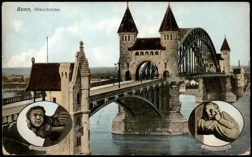 Ansichtskarte Bonn Rheinbrücke Rhine Bridge 1909