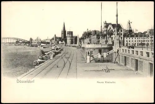 Ansichtskarte Düsseldorf Rheinpartie Neues Rhein-Ufer 1905