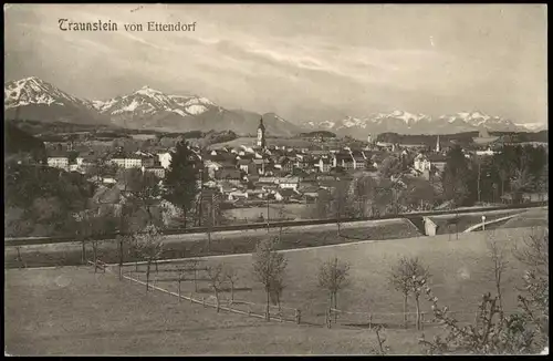Ansichtskarte Traunstein Panorama-Ansicht Blick von Ettendorf 1910