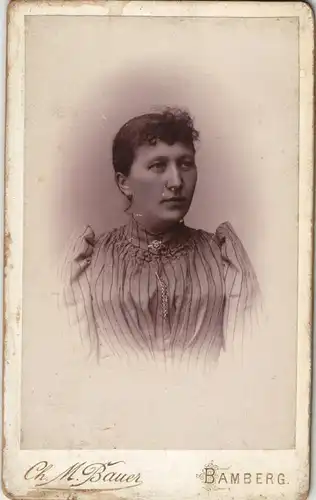 Soziales Leben Frau CDV Photo CH. M. Bauer Bamberg 1891 Kabinettfoto