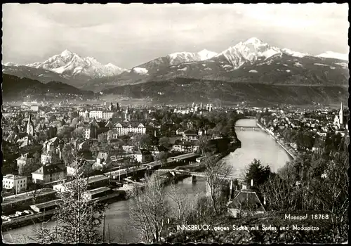 Ansichtskarte Innsbruck Stadt und Bergkette - Fotokarte 1961
